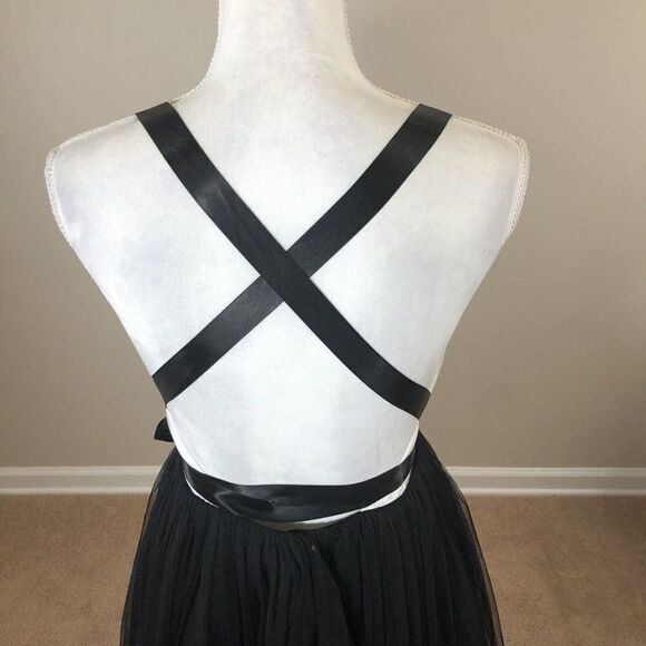 Asos Tulle Dress Size 8 Black White Ballerina Prom Fairie Ribbon Wrap Bodice - Picture 9 of 12